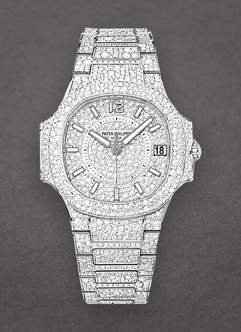 Patek Philippe 7021/1G Lady's Nautilus in White Gold Full Diamond