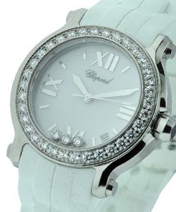 Happy Sport 2 with Diamond Bezel Steel with White Dial and White Rubber Strap