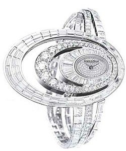 High Jewelry in White Gold with Diamonds Bezel on White Gold with Diamonds Bracelet with Pave Diamond Dial