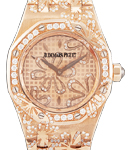 Royal Oak Floral with Diamonds Rose Gold on Bracelet with Champagne Diamond Dial