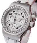Lady Royal Oak Offshore in Steel  with Diamonds on White Rubber with White Dial