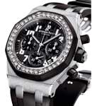 Ladys Offshore Chrono 37mm in Steel - Diamond Bezel on Black Rubber Strap with Black Dial
