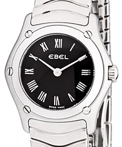Lady's Classic Wave in Steel on Steel Bracelet with Black Dial