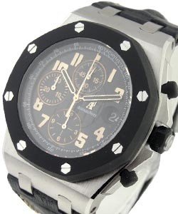 Royal Oak Offshore 57th Street in  Steel on Black Crocodile Leather Strap with Black Dial