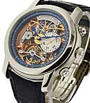 Jules Audemars Chronograph Tourbillon in Platinum On Black Crocodile Leather Strap with Skeleton Dial