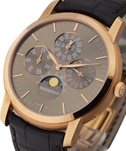 Jules Audemars Perpetual Calendar in Rose Gold on Brown Leather Strap with Brown Dial