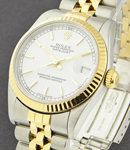 Mid Size - Datejust - Steel with Yellow Gold - Fluted Bezel on Jubilee Bracelet with White Stick Dial