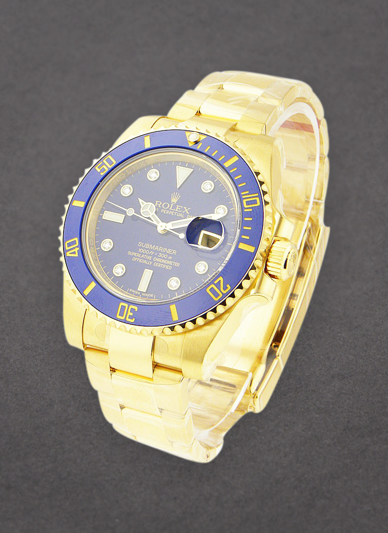 Rolex Unworn Submariner in Yellow Gold with Blue Ceramic Bezel