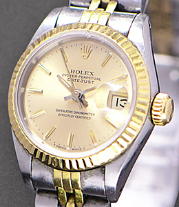2-Tone Datejust with Yellow Gold Fluted Bezel 26mm on Jubilee Bracelet w/ Champagne Stick Dial
