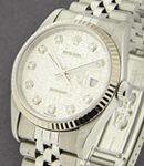 Datejust 36mm with White Gold Fluted Bezel on Jubilee Bracelet with Silver Jubilee Diamond Dial