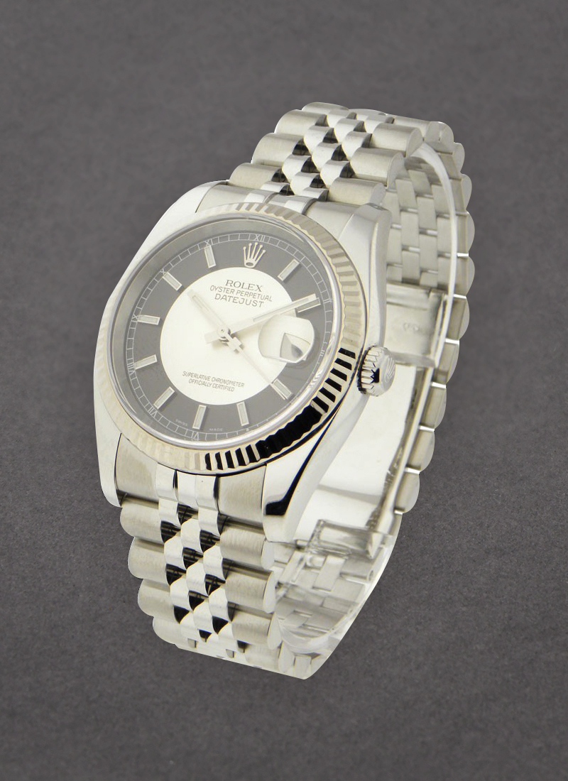 Pre-Owned Rolex Datejust 36mm in Steel with White Gold Fluted Bezel  