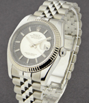 Datejust 36mm in Steel with White Gold Fluted Bezel   on Jubilee Bracelet with Black and Silver Index Dial