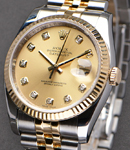 Datejust 36mm in Steel and Yellow Gold with Fluted Bezel on Jubilee Bracelet with Champagne Diamond Dial