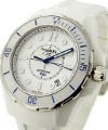 J12 Marine in White 38mm H2560 in Ceramic on White Rubber Strap with White Dial