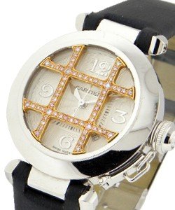 Pasha 32mm - White Gold with Rose Gold Diamond Grid White Gold on Strap - Comes with 2 extra grids!