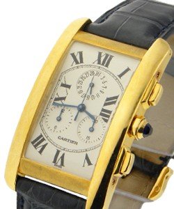 Tank Americaine - Chronograph Yellow Gold on Strap with Tang Buckle