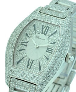 Ladies Classic Tonneau Pave White Gold on Bracelet with Pave Diamond Dial