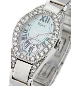 Ladies Classic Oval in White Gold with Diamond Bezel on White Gold Bracelet with MOP Dial