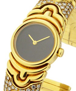 Yellow Gold Parentesi Bangle Small Size Bangle with Black Dial