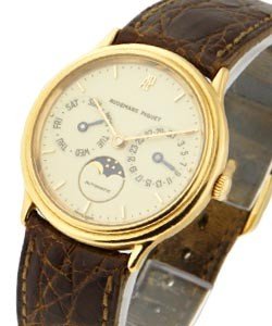 Classique Classic Round Day Date Moon in Rose Gold on Brown Leather Strap with Cream Dial