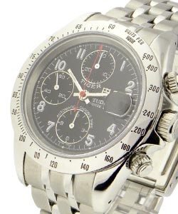 Tiger Prince Chronograph in Steel on Steel Bracelet with Black Dial