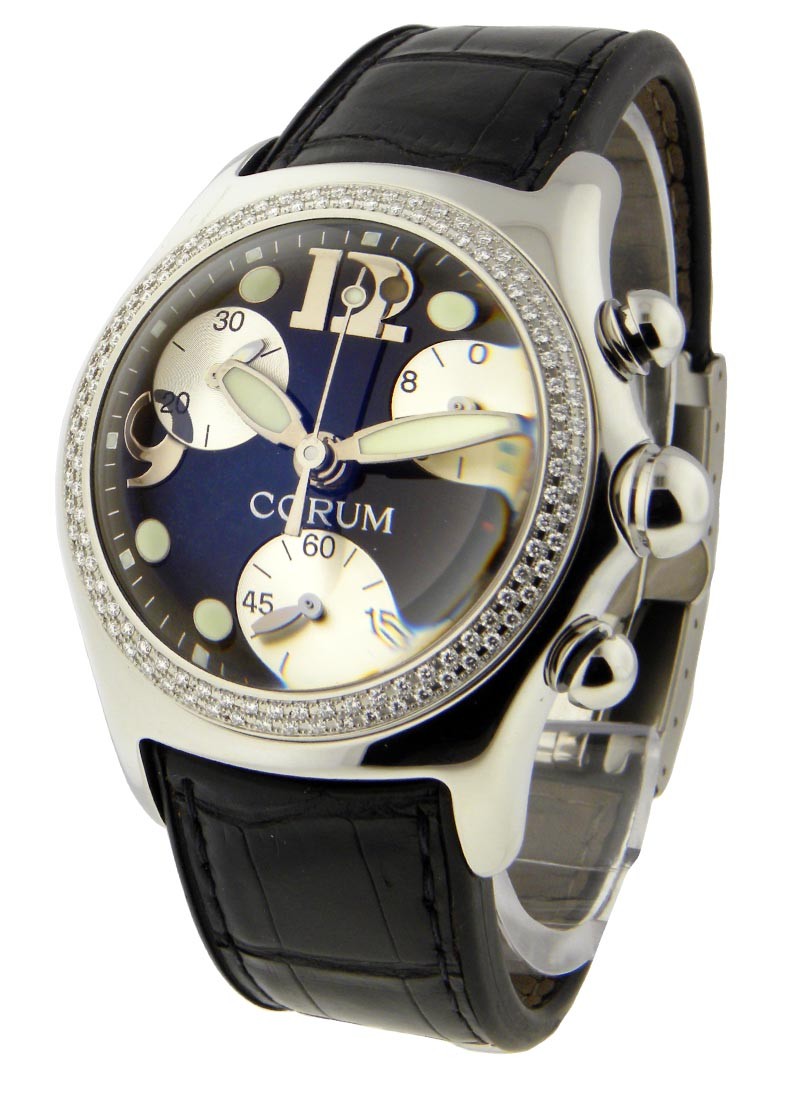 Corum Bubble Chronograph - Large Size in Steel with 2 Row Diamond Bezel