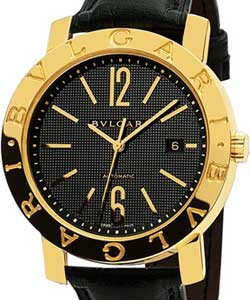 Bvlgari Bvlgari Men's Yellow Gold on Black Leather Strap with Black Dial