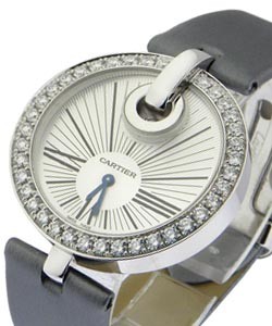Captive de Cartier with Diamond Bezel White Gold on Strap with Silver Dial