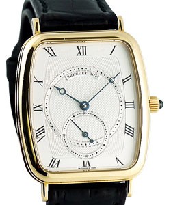 Classique Tonneau Manual Yellow Gold on Strap with Silver Dial 