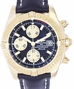Windrider Chronomat Evolution  Yellow Gold on Strap with Black Dial