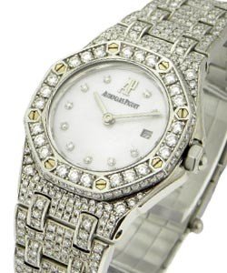 Aftermarket Lady''s Royal Oak Covered with Diamonds Authentic Steel Ladies Royal Oak with aprox 12 Carats 
