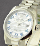 Day-Date 36mm in White Gold with Smooth Bezel on White Gold President Bracelet with Silver Wave Arabic Dial