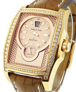 Bentley Flying B Jump Hour with Diamond Bezel Rose Gold on Strap with Rose Dial 