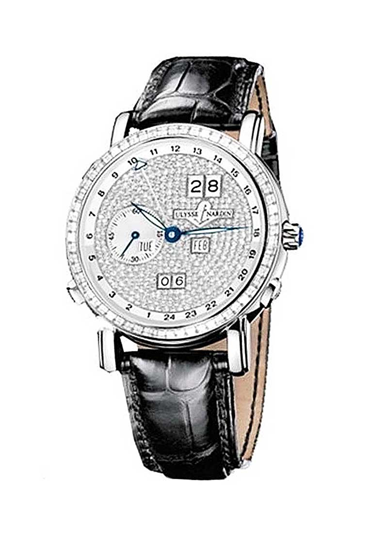 Ulysse Nardin GMT Perpetual 40mm in White Gold with Diamond Bezel