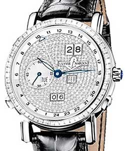 GMT Perpetual 40mm in White Gold with Diamond Bezel on Black Crocodile Leather Strap with Pave Diamond Dial
