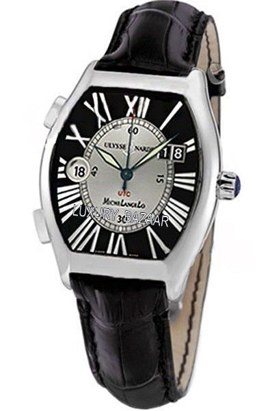 Michelangelo Gigante Chronometer in Steel  on Black Crocodile Leather Strap with Black and Silver Dial