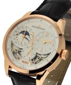 Duometre a Quantieme Lunaire Rose Gold on Strap with Silver Dial