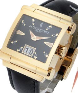  Instrumento Grande Open Date Rose Gold on Strap with Black Dial