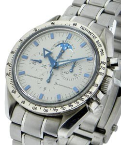 Speedmaster Moon Phase Chronograph 42mm in Steel with Tachymetre Bezel on Steel Bracelet with White Dial