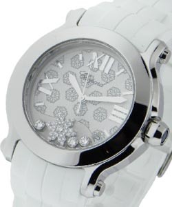 Happy Snowflakes 36mm in Steel on White Rubber Strap with White Dial
