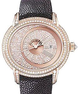 Millenary 45mm Automatic in Rose Gold with Diamond Bezel on Black Strap with Pave Diamonds Dial