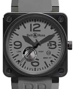 BR01 97 Power Reserve in Carbon Coated Stainless Steel on Grey Rubber Strap with Grey Dial
