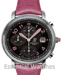 Millenary Ladies Steel in Steel  on Pink Satin Strap with Black Dial