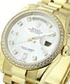 Day-Date President in Yellow Gold with Diamond Bezel on President Bracelet with MOP Diamond Dial