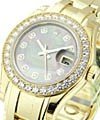 Masterpiece Lady's in Yellow Gold with 32 Diamond Bezel on Yellow Gold Pearlmaster Bracelet with Black MOP Diamond Dial
