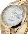 President Day-Date in Rose Gold with Smooth Bezel  on President Bracelet with White Roman Dial