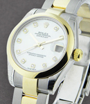 Datejust in Steel with Yellow Gold Smooth Bezel on Steel and Yellow Gold Oyster Bracelet with MOP Diamond Dial
