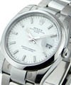 Date 34mm in Steel with Domed Bezel  on Steel Oyster Bracelet with White Stick Dial