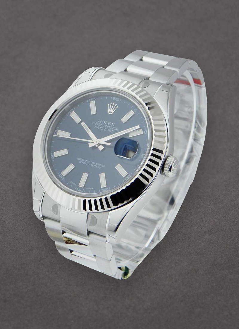 Rolex Unworn Datejust II 41mm in Steel with White Gold Fluted Bezel