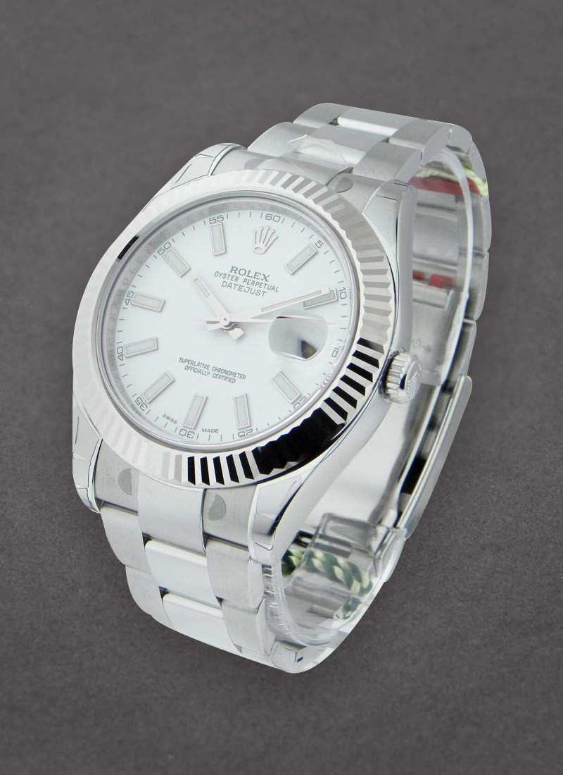 Rolex Unworn Datejust II in Steel with White Gold Fluted Bezel